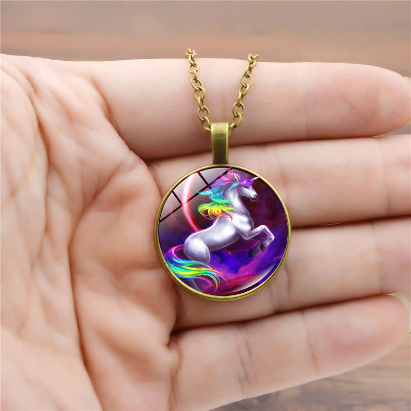 Cross-Border New Pegasus Unicorn Time Gem Cabochon Necklace European and American Silver Pendant Clavicle Chain Jewelry Wholesale Cross-Border New Pegasus Unicorn Time Gem Cabochon Necklace European and American Silver Pendant Clavicle Chain Jewelry Wholesale