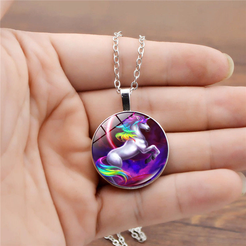 Cross-Border New Pegasus Unicorn Time Gem Cabochon Necklace European and American Silver Pendant Clavicle Chain Jewelry Wholesale Cross-Border New Pegasus Unicorn Time Gem Cabochon Necklace European and American Silver Pendant Clavicle Chain Jewelry Wholesale