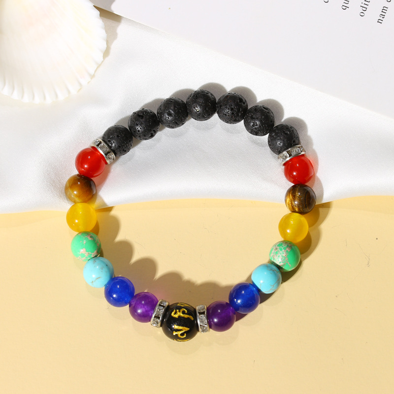 Ethnic Style Volcanic Stone Bracelet Colorful Frosted Stone Bracelet Handmade String Beads Male And Female Bracelets Hand Jewelry