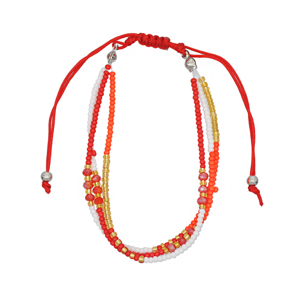 European and American Jewelry Bracelet Beads Multi-Layer Bohemian Ethnic Style Color Beads Bracelet Female Braided Rope Friendship Carrying Strap