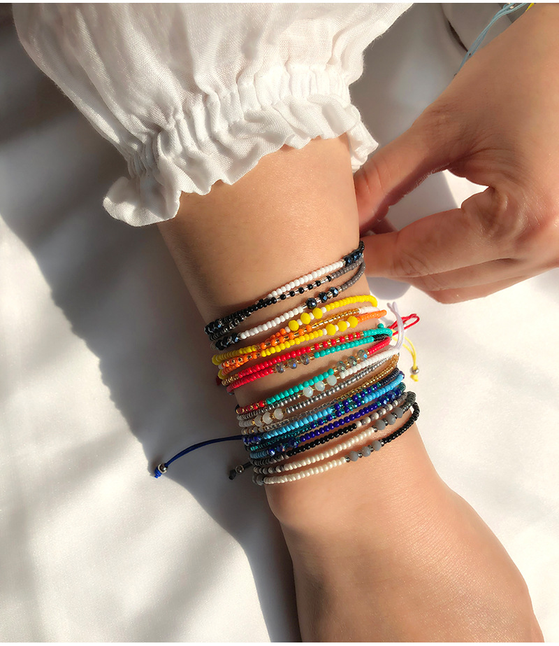 European and American Jewelry Bracelet Beads Multi-Layer Bohemian Ethnic Style Color Beads Bracelet Female Braided Rope Friendship Carrying Strap