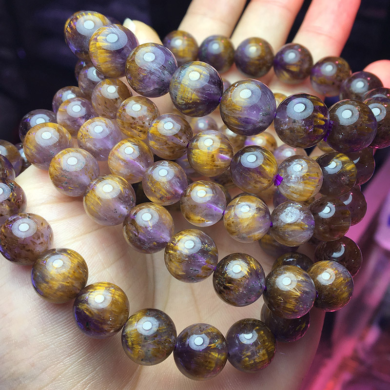 Factory Wholesale Purple Rutile Bracelet Ethnic Style Purple Ghost Crystal Ornament Natural Purple round Beads Rutile Factory Wholesale Purple Rutile Bracelet Ethnic Style Purple Ghost Crystal Ornament Natural Purple round Beads Rutile