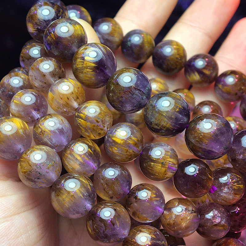 Factory Wholesale Purple Rutile Bracelet Ethnic Style Purple Ghost Crystal Ornament Natural Purple round Beads Rutile Factory Wholesale Purple Rutile Bracelet Ethnic Style Purple Ghost Crystal Ornament Natural Purple round Beads Rutile