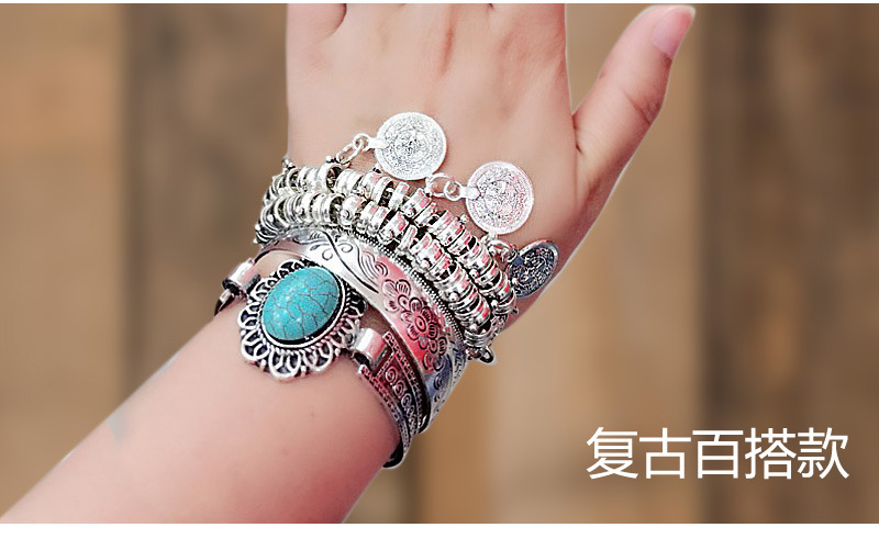 Tibetan Silver Bracelet Miao Silver Jewelry Vintage Engraving Open Women's Bracelet Carving Dragon and Phoenix Stall Wholesale Supply Ethnic Style Jewelry