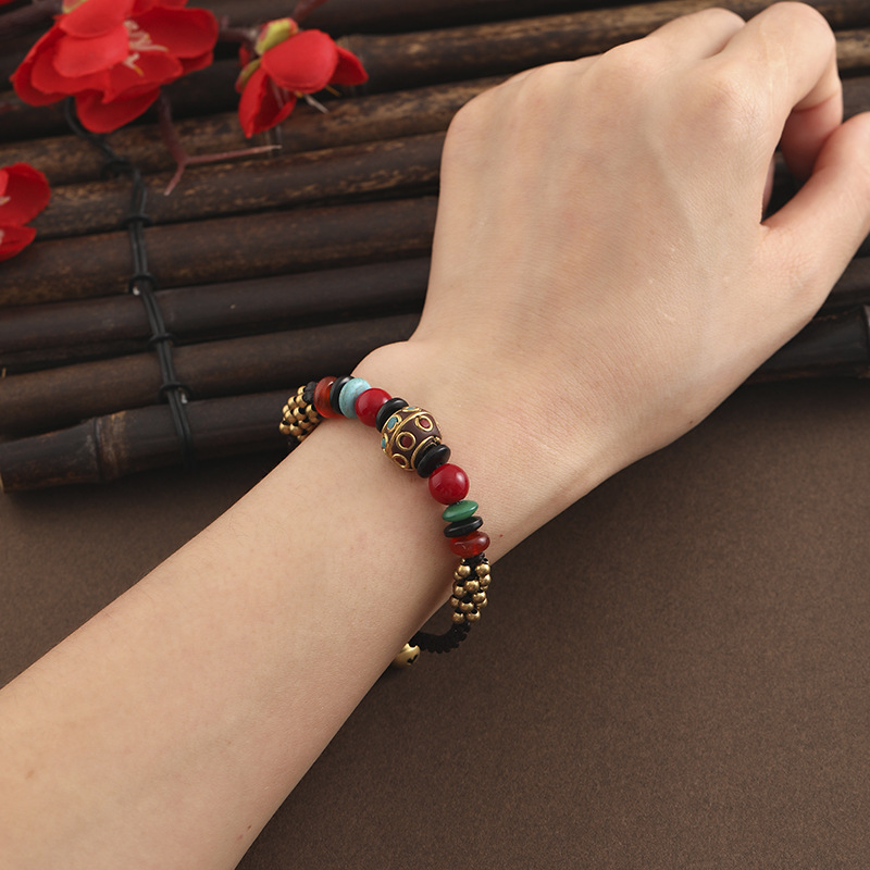New Ethnic Style Jewelry Nepal Beads Turquoise Bracelet Cross-Border Retro Fashion Minimalism Hand Weaving Bracelet