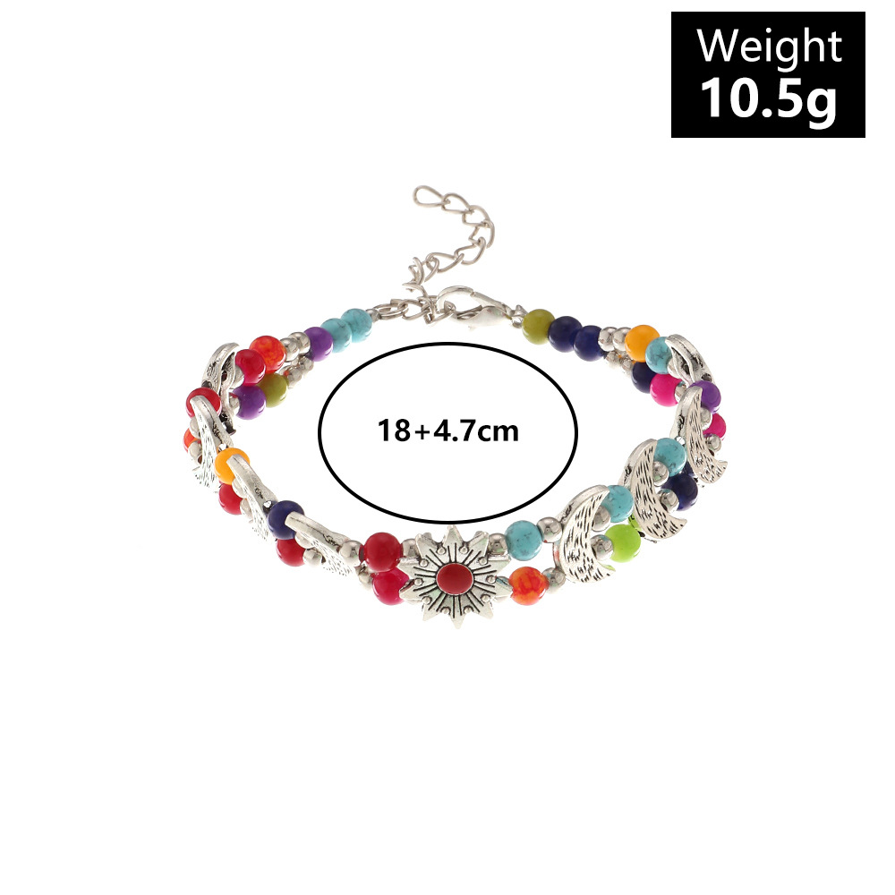 Bz1499 Nylon Beads Vintage Ethnic Style Antique Silver Butterfly Plum Bracelet Creative Handmade Beads Turquoise Bracelet for Women