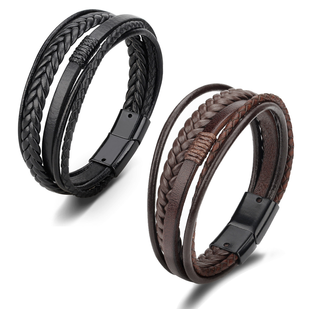 Cross-Border E-Commerce Original European And American Style Jewelry Fashion Leather Rope Hand Weaving Bracelet Men 'S Bracelet Ethnic Style Jewelry