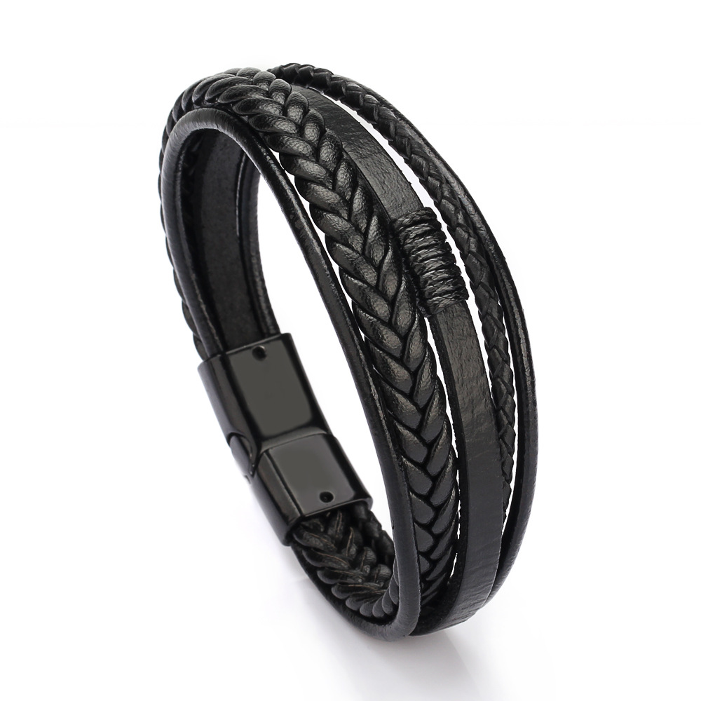 Cross-Border E-Commerce Original European And American Style Jewelry Fashion Leather Rope Hand Weaving Bracelet Men 'S Bracelet Ethnic Style Jewelry