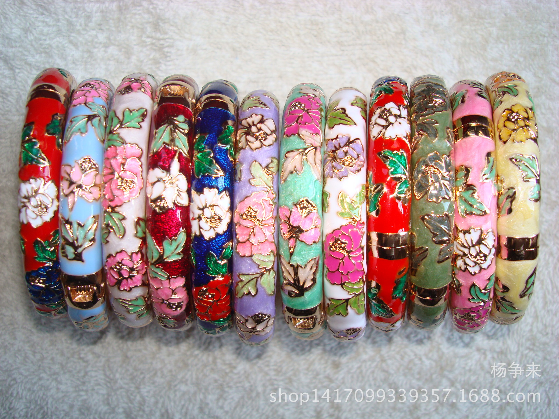 Beijing Cloisonne Bracelet Ethnic Style Open Carved Spring Metal Women&#039;s Enamel Ornament Adult Fine Bracelet