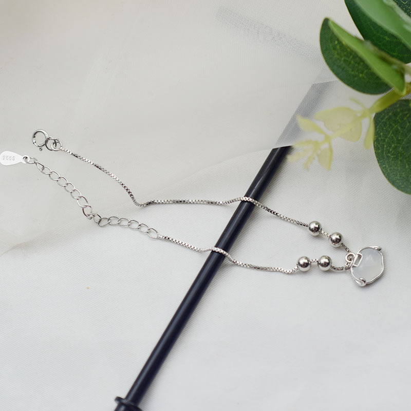 Ethnic Style Beanie Beads Ruyi Safety Lock Bracelet Women&#039;s Exquisite Longevity Lock Bracelet Light Luxury and Simplicity Internet Celebrity Lucky Beads