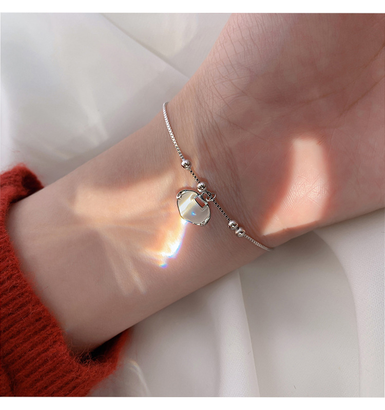 Ethnic Style Beanie Beads Ruyi Safety Lock Bracelet Women's Exquisite Longevity Lock Bracelet Light Luxury and Simplicity Internet Celebrity Lucky Beads