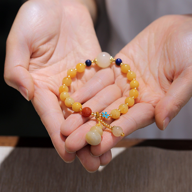 Qiyi Jewelry Jinsi Jade Bracelet Wholesale Bulge Beads Pumpkin Beads Gourd Ethnic Style Bracelet Topaz Pi Xiu Bracelet Female