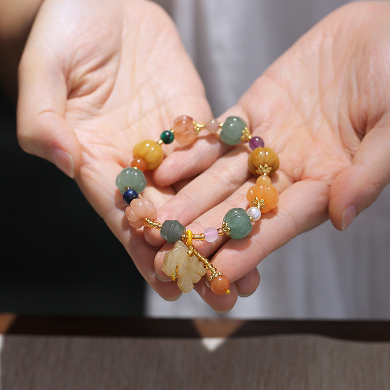 Qiyi Jewelry Jinsi Jade Bracelet Wholesale Bulge Beads Pumpkin Beads Gourd Ethnic Style Bracelet Topaz Pi Xiu Bracelet Female