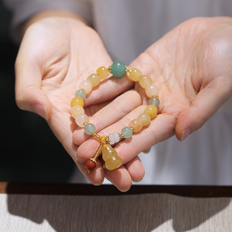 Qiyi Jewelry Jinsi Jade Bracelet Wholesale Bulge Beads Pumpkin Beads Gourd Ethnic Style Bracelet Topaz Pi Xiu Bracelet Female