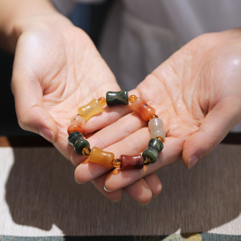 Qiyi Jewelry Jinsi Jade Bracelet Wholesale Bulge Beads Pumpkin Beads Gourd Ethnic Style Bracelet Topaz Pi Xiu Bracelet Female