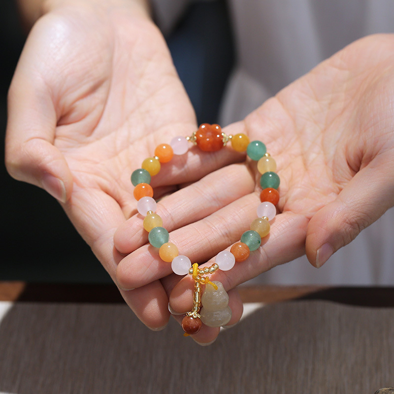 Qiyi Jewelry Jinsi Jade Bracelet Wholesale Bulge Beads Pumpkin Beads Gourd Ethnic Style Bracelet Topaz Pi Xiu Bracelet Female