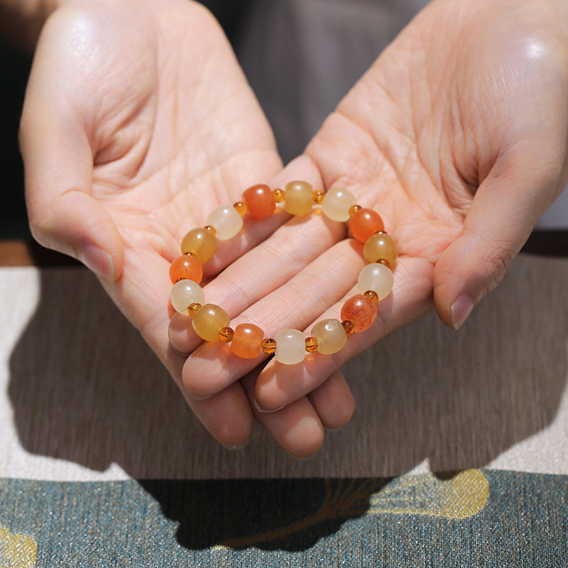 Qiyi Jewelry Jinsi Jade Bracelet Wholesale Bulge Beads Pumpkin Beads Gourd Ethnic Style Bracelet Topaz Pi Xiu Bracelet Female