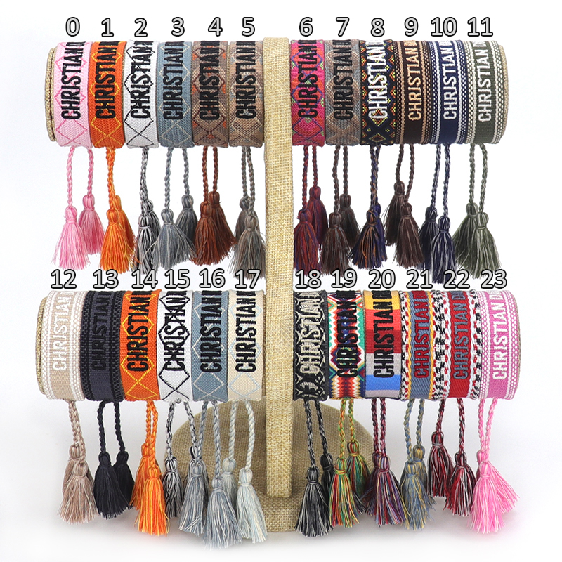 D Home Bohemian Ethnic Bracelet Celebrity Street Style Same Style Handmade Embroidery Letters Woven Hand Strap Wholesale