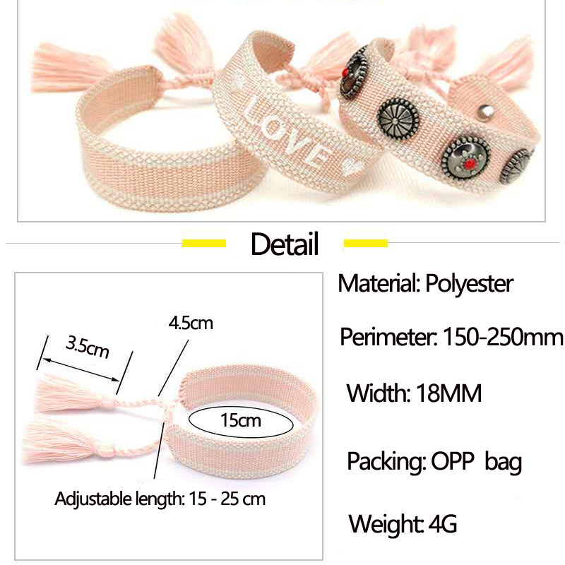 D Home Bohemian Ethnic Bracelet Celebrity Street Style Same Style Handmade Embroidery Letters Woven Hand Strap Wholesale