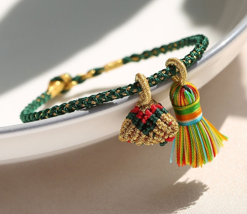 Colorful Eight-Strand Braid Children Babies&#039; Red Rope Bracelet Color Thread Handmade Weaving Ethnic Style Couple Girlfriends Customized Carrying Strap