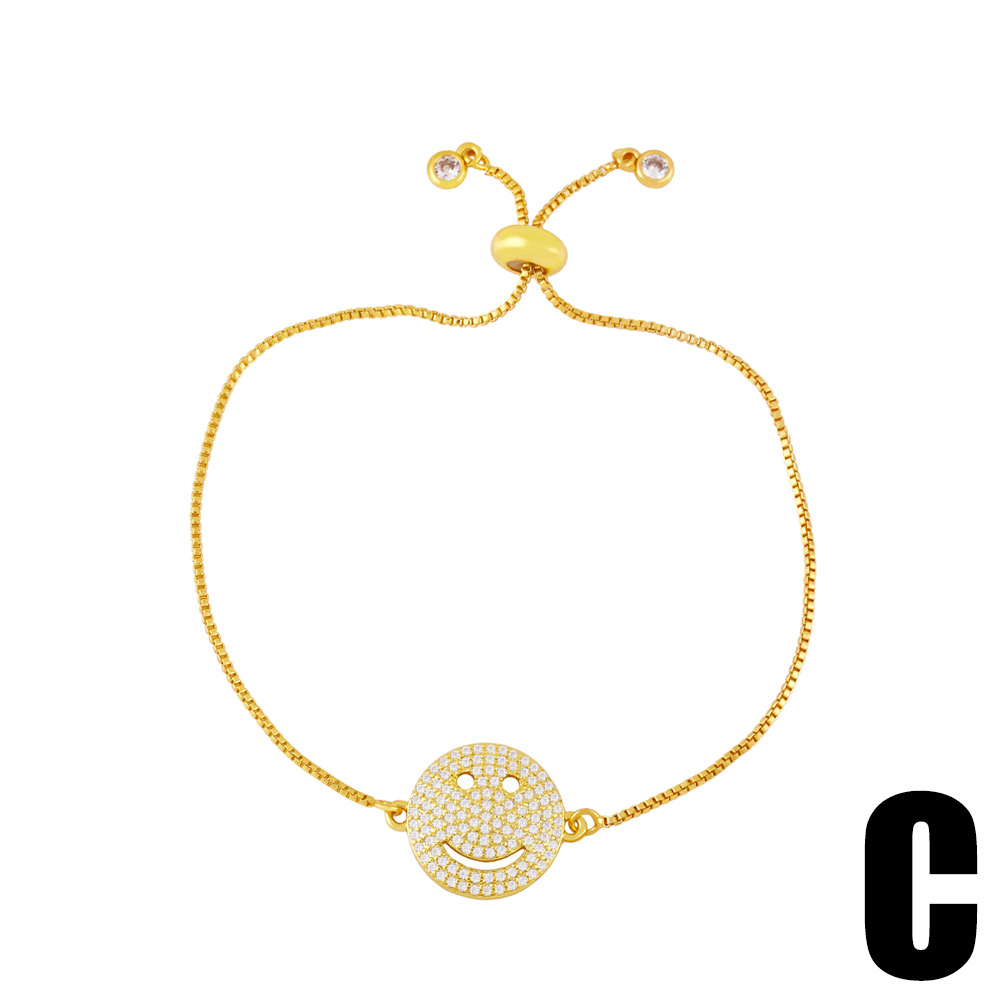 Europe and America Cross Border New Ethnic Style Bohemian Bracelet Female Colorful Oil Necklace Cuban Link Chain Smiley Face Bracelet Bre29