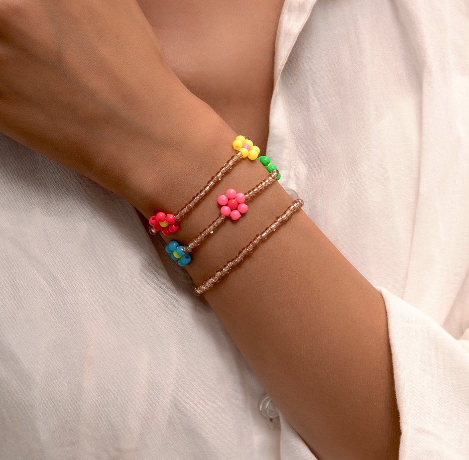 Ethnic Style Simple Color Little Daisy Bead Set Bracelet European and American Idyllic and Retro Fashion Handmade Beaded Bracelet