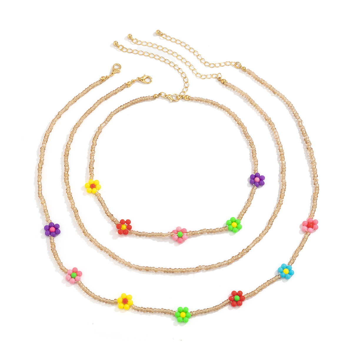 Ethnic Style Simple Color Little Daisy Bead Set Bracelet European and American Idyllic and Retro Fashion Handmade Beaded Bracelet
