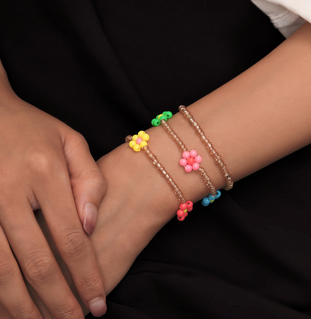 Ethnic Style Simple Color Little Daisy Bead Set Bracelet European and American Idyllic and Retro Fashion Handmade Beaded Bracelet