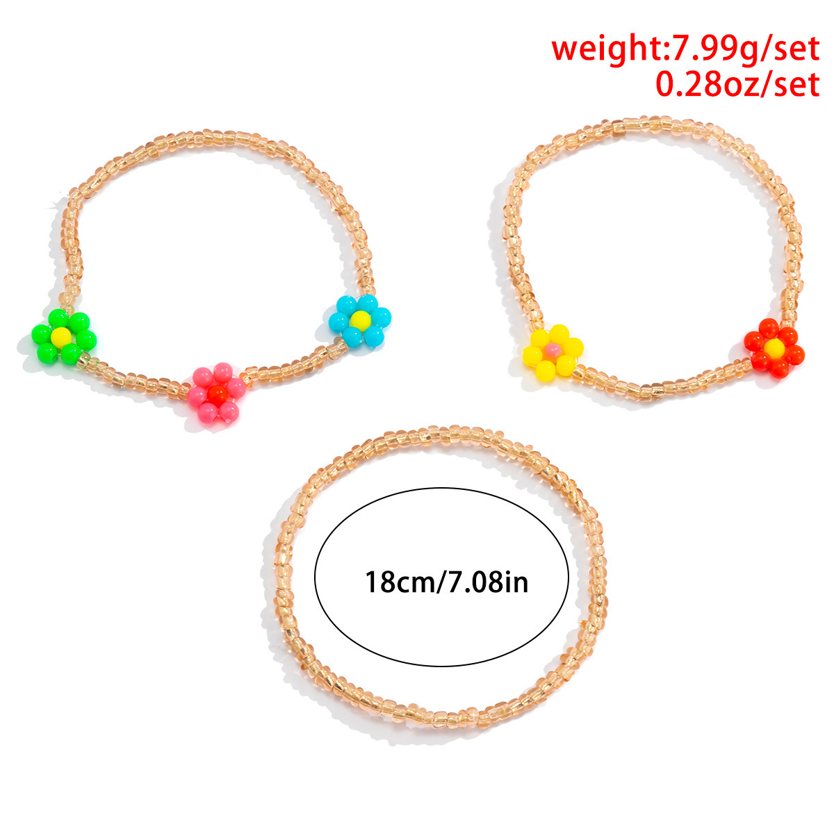 Ethnic Style Simple Color Little Daisy Bead Set Bracelet European and American Idyllic and Retro Fashion Handmade Beaded Bracelet