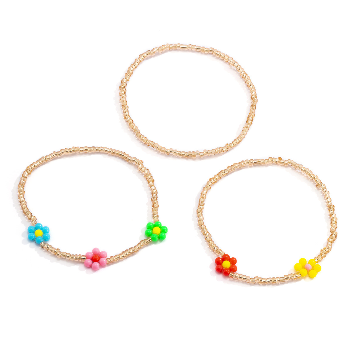 Ethnic Style Simple Color Little Daisy Bead Set Bracelet European and American Idyllic and Retro Fashion Handmade Beaded Bracelet