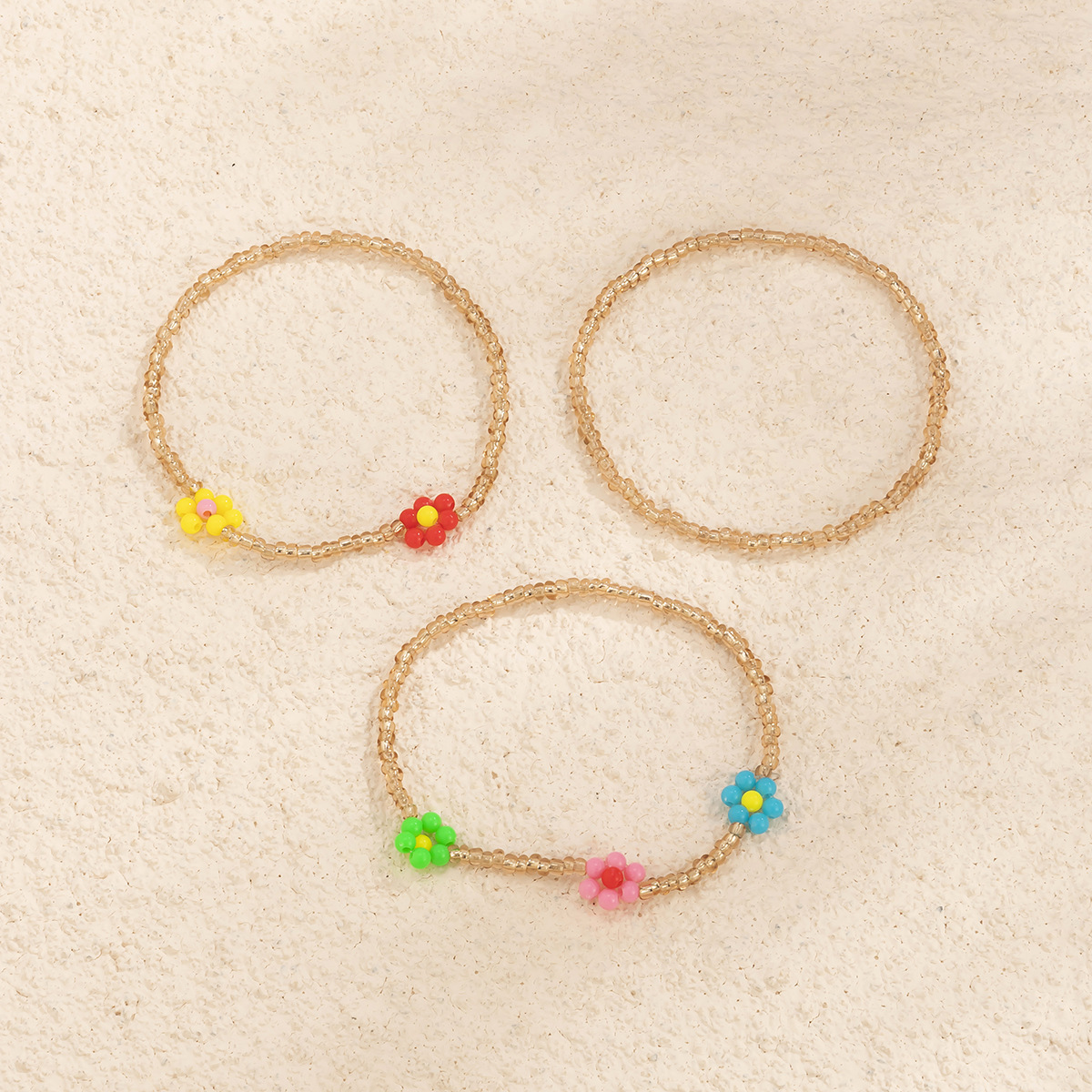 Ethnic Style Simple Color Little Daisy Bead Set Bracelet European and American Idyllic and Retro Fashion Handmade Beaded Bracelet