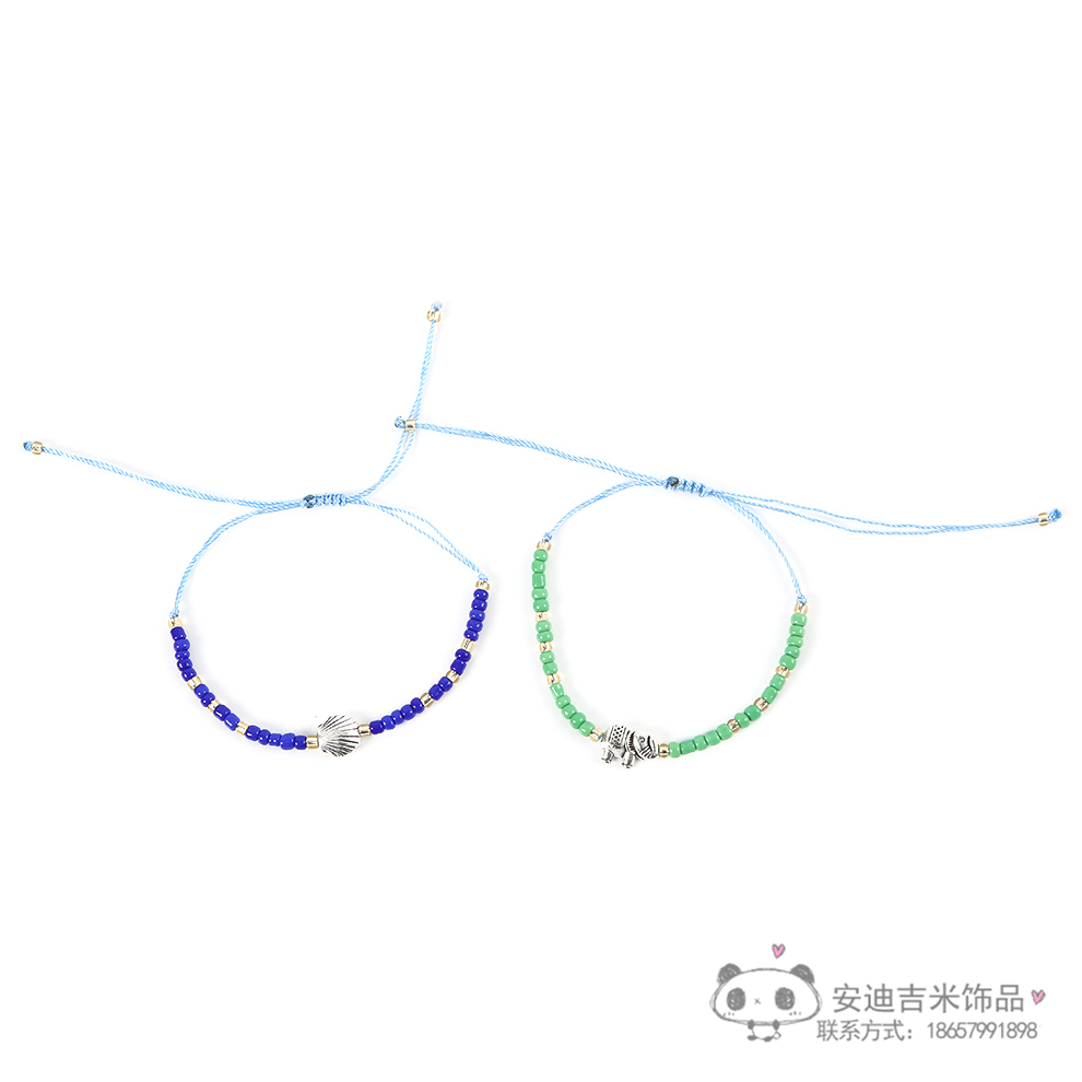 Ethnic Style Personality Beads Bracelet Fashion Woven Bracelet Nepal Color Beaded Metal Pendant Bracelet Wholesale