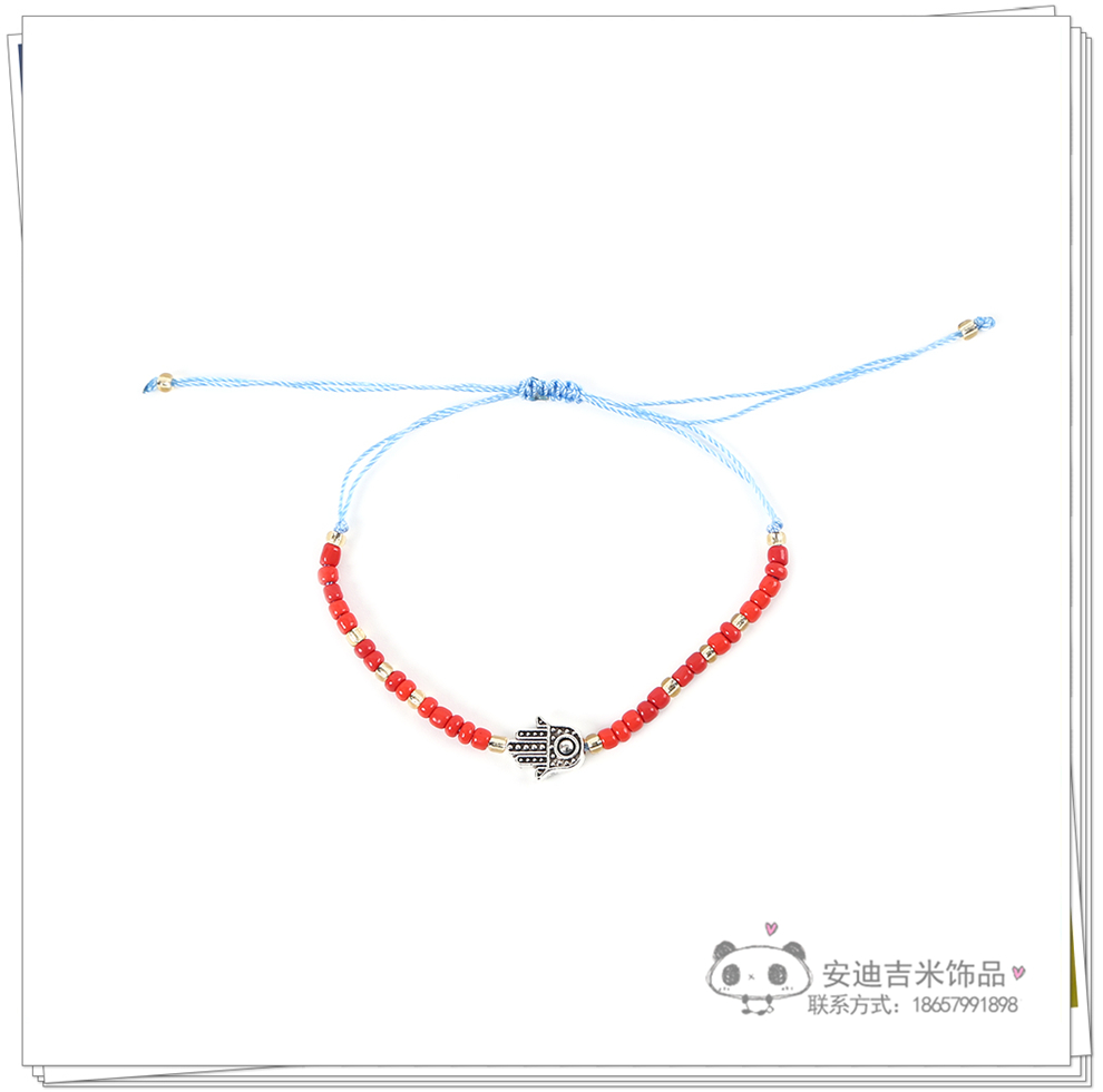 Ethnic Style Personality Beads Bracelet Fashion Woven Bracelet Nepal Color Beaded Metal Pendant Bracelet Wholesale