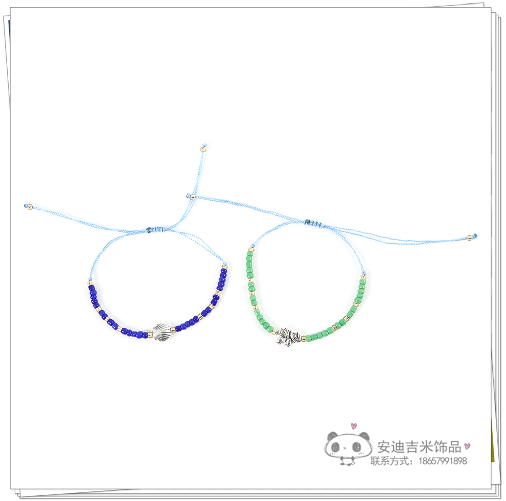 Ethnic Style Personality Beads Bracelet Fashion Woven Bracelet Nepal Color Beaded Metal Pendant Bracelet Wholesale