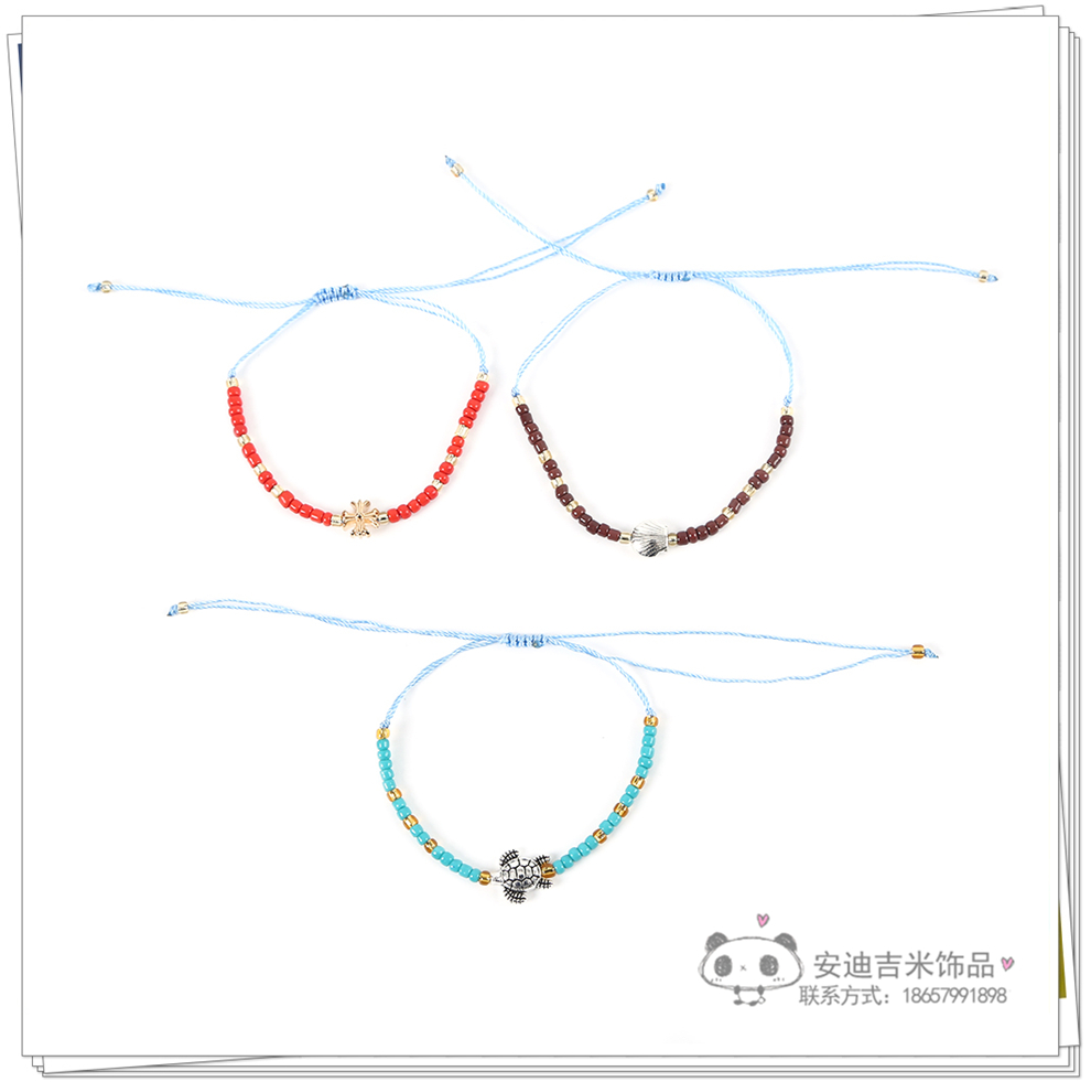 Ethnic Style Personality Beads Bracelet Fashion Woven Bracelet Nepal Color Beaded Metal Pendant Bracelet Wholesale