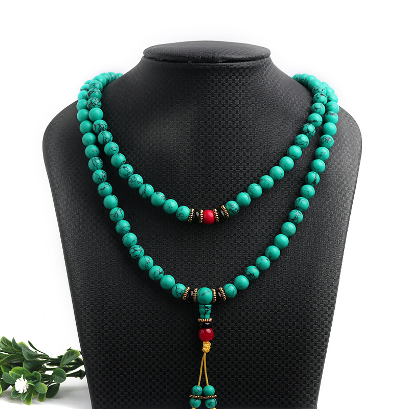 Ethnic Style Turquoise Beads Bracelet Non-Natural Raw Ore Optimized 108 Bracelets Men&#039;s and Women&#039;s Ornament Wholesale