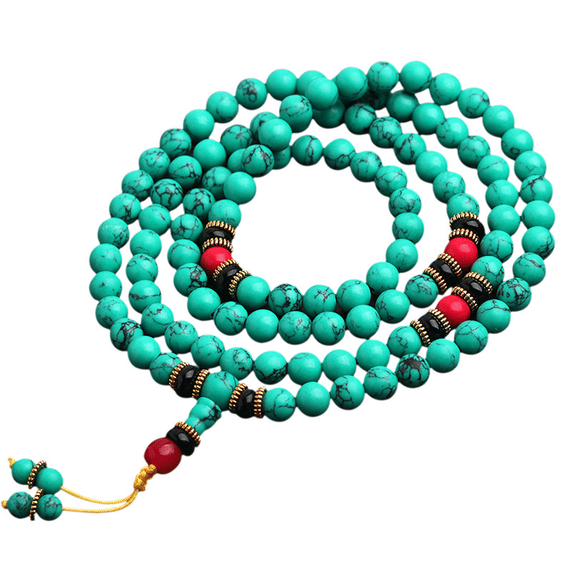 Ethnic Style Turquoise Beads Bracelet Non-Natural Raw Ore Optimized 108 Bracelets Men&#039;s and Women&#039;s Ornament Wholesale