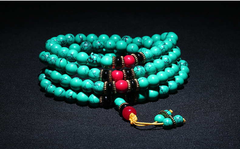 Ethnic Style Turquoise Beads Bracelet Non-Natural Raw Ore Optimized 108 Bracelets Men's and Women's Ornament Wholesale