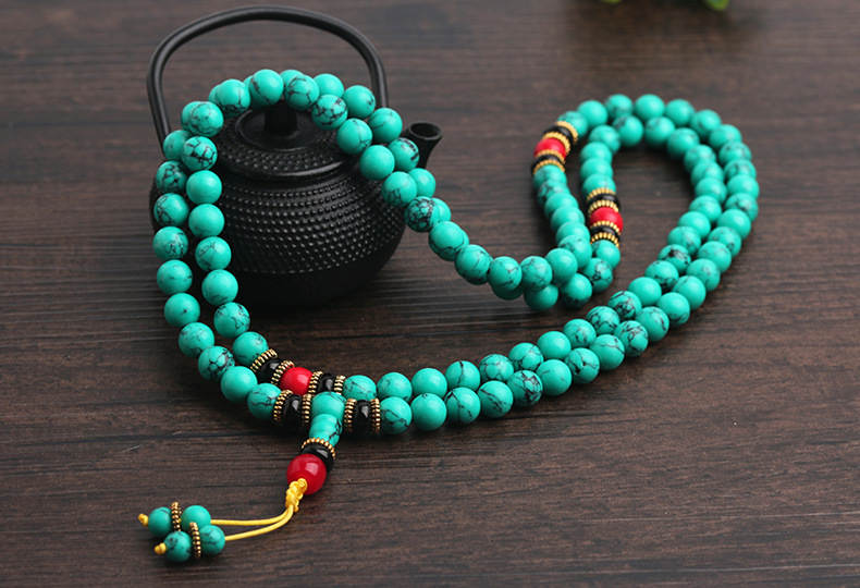 Ethnic Style Turquoise Beads Bracelet Non-Natural Raw Ore Optimized 108 Bracelets Men's and Women's Ornament Wholesale