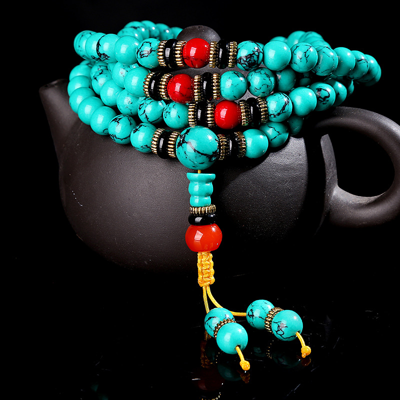 Ethnic Style Turquoise Beads Bracelet Non-Natural Raw Ore Optimized 108 Bracelets Men's and Women's Ornament Wholesale