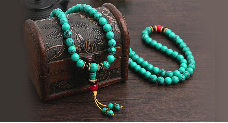Ethnic Style Turquoise Beads Bracelet Non-Natural Raw Ore Optimized 108 Bracelets Men's and Women's Ornament Wholesale
