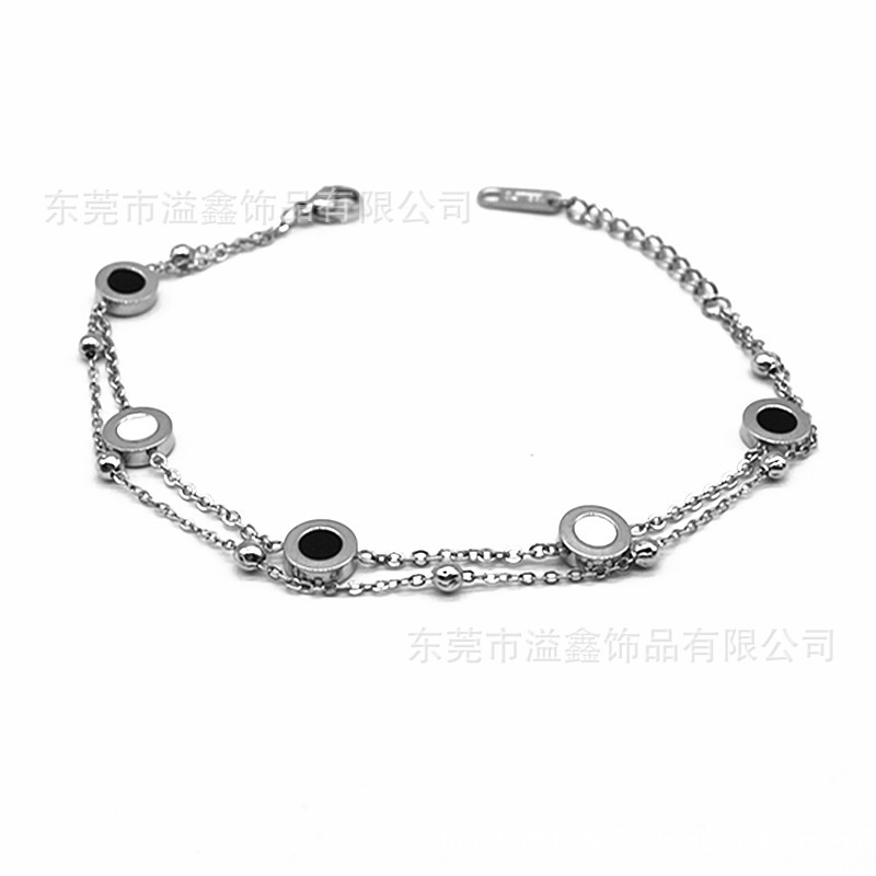 Hot Sale DIY Rose Gold Black Agate White Shell Double Layer Stainless Steel Bracelet European and American Simple Hand Jewelry Large Quantity Excellent Hot Sale DIY Rose Gold Black Agate White Shell Double Layer Stainless Steel Bracelet European and American Simple Hand Jewelry Large Quantity Excellent