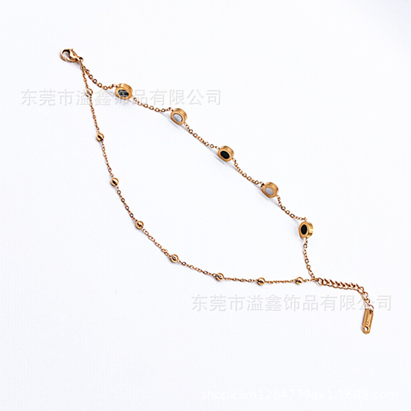 Hot Sale DIY Rose Gold Black Agate White Shell Double Layer Stainless Steel Bracelet European and American Simple Hand Jewelry Large Quantity Excellent Hot Sale DIY Rose Gold Black Agate White Shell Double Layer Stainless Steel Bracelet European and American Simple Hand Jewelry Large Quantity Excellent