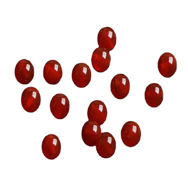 Black Red Agate round Beads Semi-Finished Products for Men and Women Fresh Simple Fashion Elegant DIY Ornament