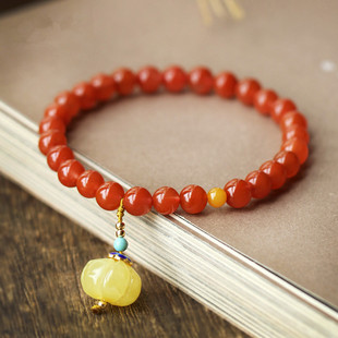 Black Red Agate round Beads Semi-Finished Products for Men and Women Fresh Simple Fashion Elegant DIY Ornament