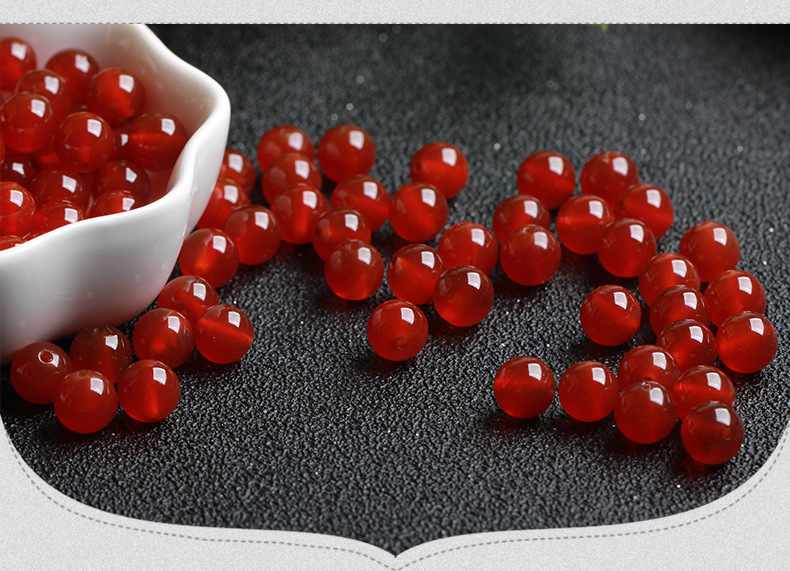 Black Red Agate round Beads Semi-Finished Products for Men and Women Fresh Simple Fashion Elegant DIY Ornament