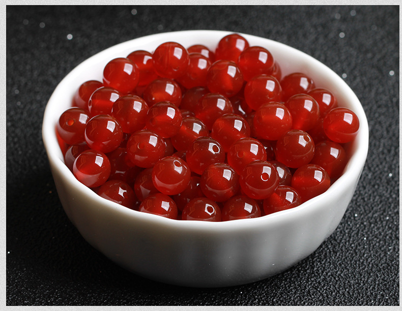 Black Red Agate round Beads Semi-Finished Products for Men and Women Fresh Simple Fashion Elegant DIY Ornament