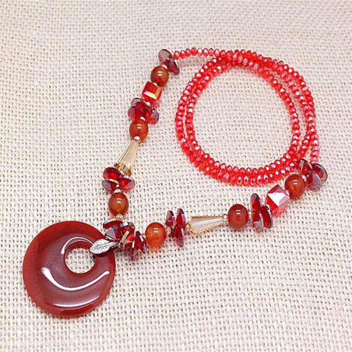 fashion natural red and black agate stones long necklaces for women trendy party jewelry accessories fashion natural red and black agate stones long necklaces for women trendy party jewelry accessories