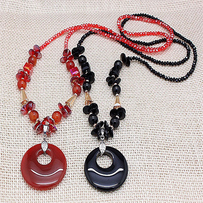 fashion natural red and black agate stones long necklaces for women trendy party jewelry accessories fashion natural red and black agate stones long necklaces for women trendy party jewelry accessories