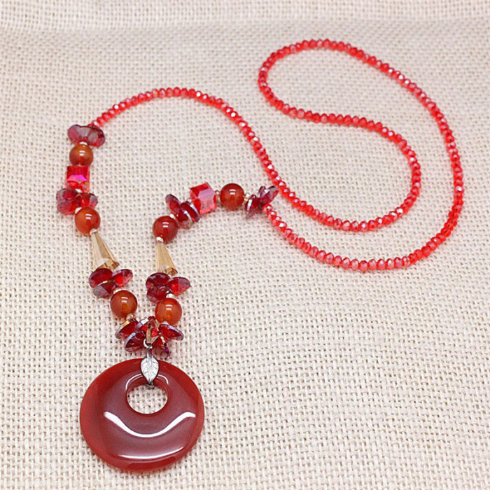 fashion natural red and black agate stones long necklaces for women trendy party jewelry accessories fashion natural red and black agate stones long necklaces for women trendy party jewelry accessories